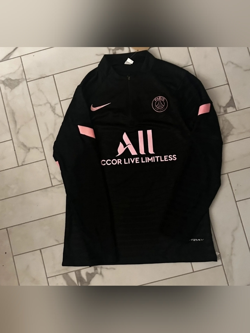 Nike Black Training Top with Pink PSG Logos